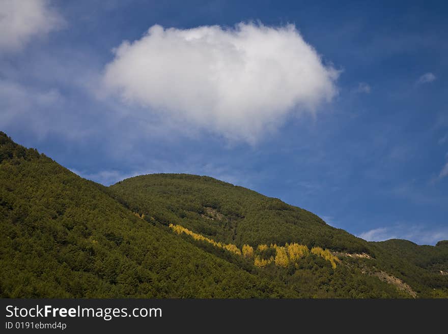 Cloud over mountain