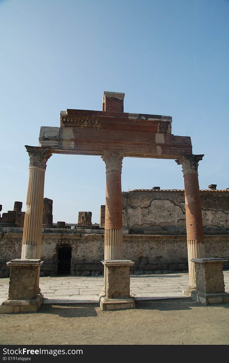 Part of a temple in the ancient town of Pompeii. Part of a temple in the ancient town of Pompeii