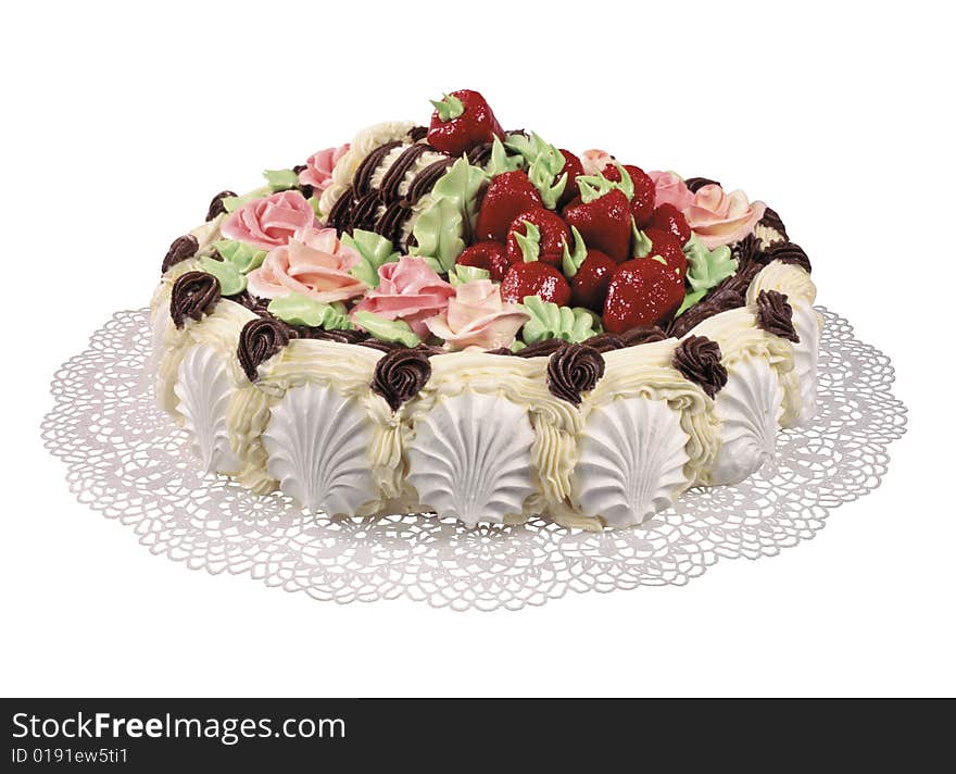 Strawberry Cake,isolated on a white background