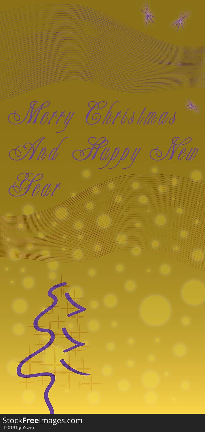 Illustrated  Christmas theme with text area, gold tone. Illustrated  Christmas theme with text area, gold tone.