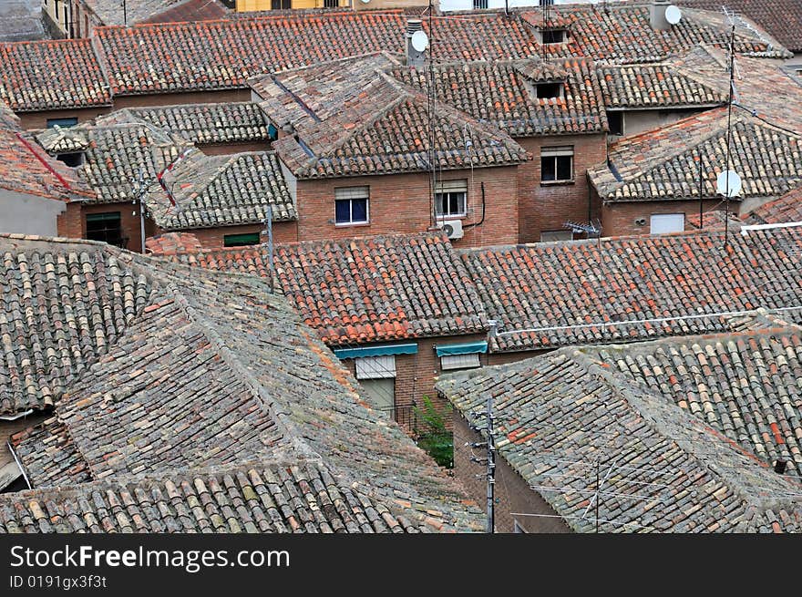 Tiling roofs in the Toledo city, Spain.