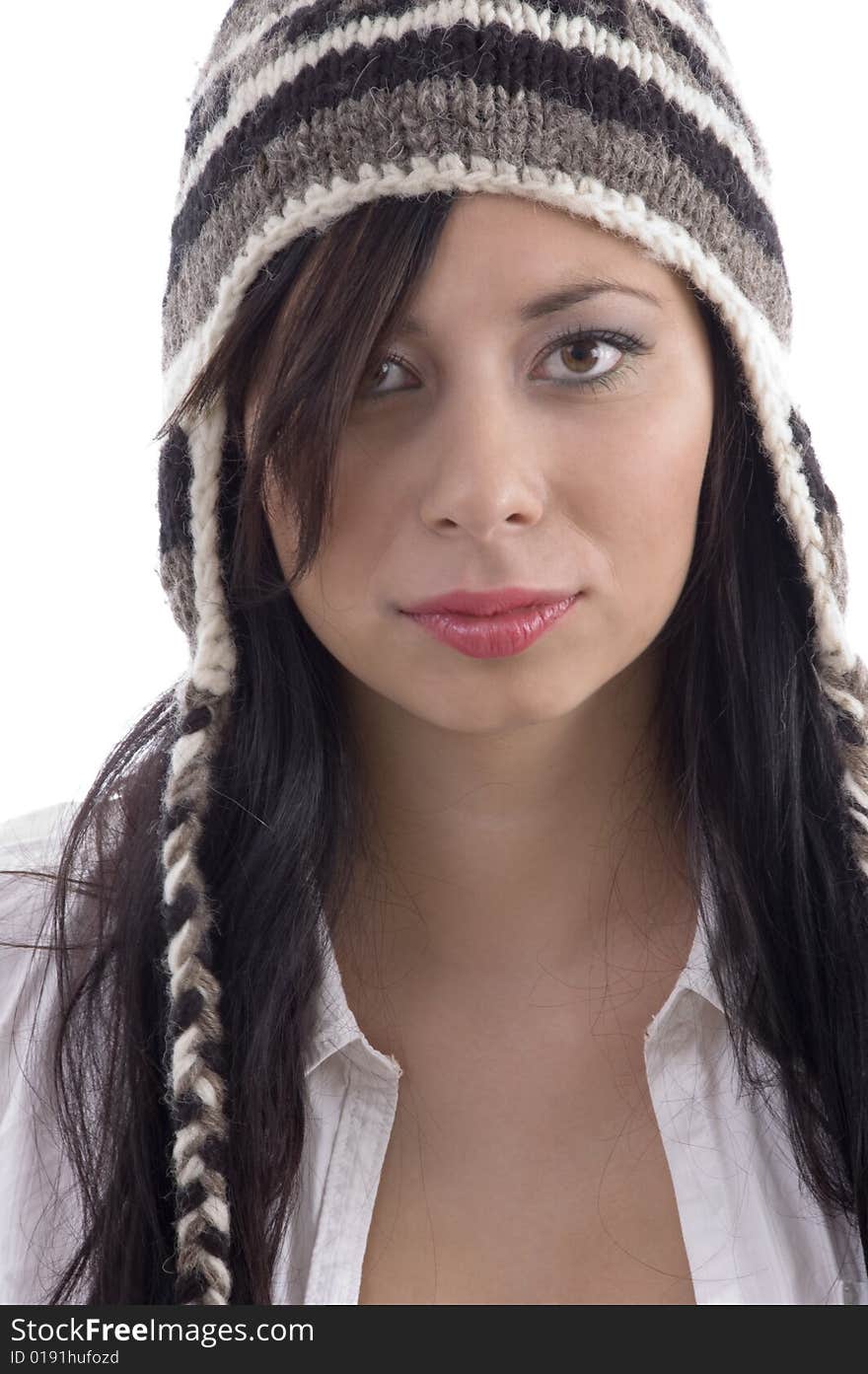 Beautiful Woman Wearing Woolen Cap