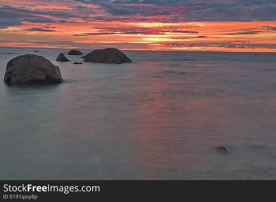 Summer landscape with sea sunset. Summer landscape with sea sunset