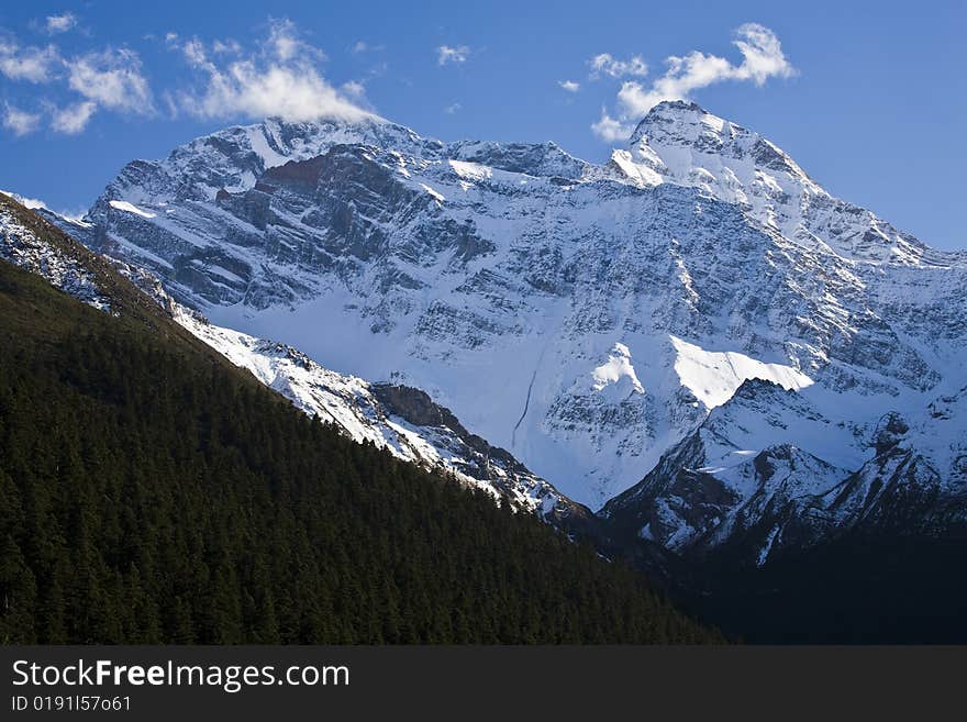 High mountains under snow