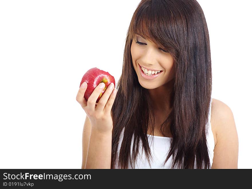 Healthy Eating. Woman holding red apple. Healthy Eating. Woman holding red apple