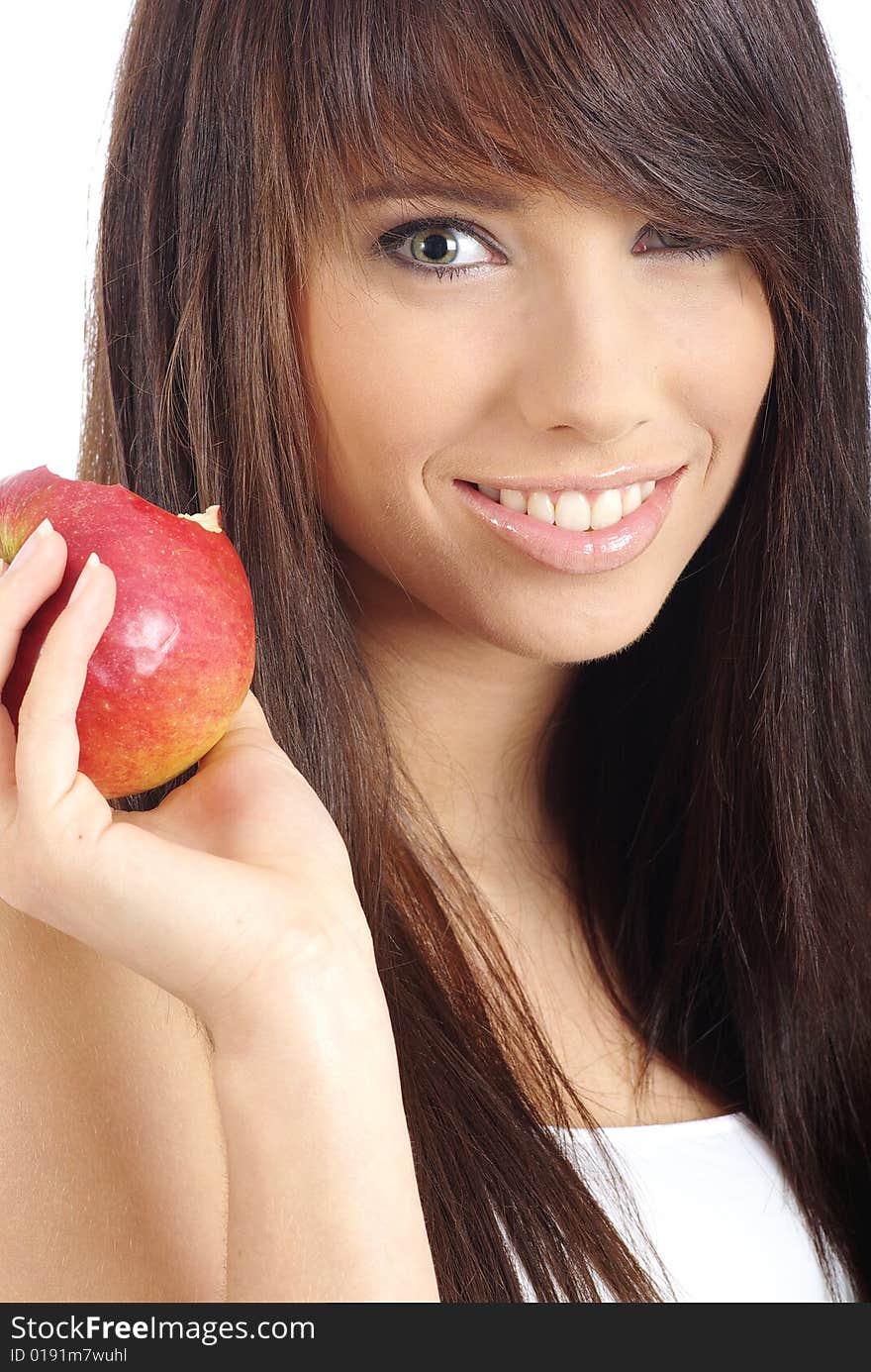 Healthy Eating. Woman holding red apple