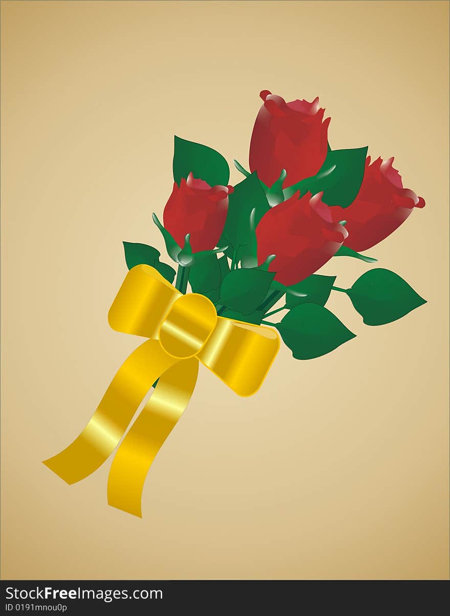 Roses On Gold Background