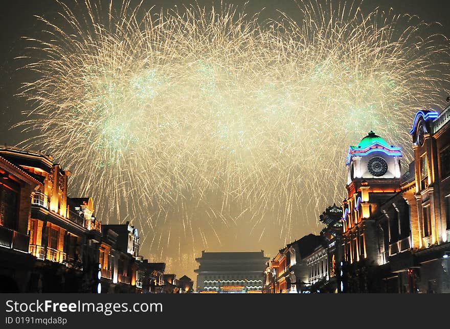 Night scene with fireworks