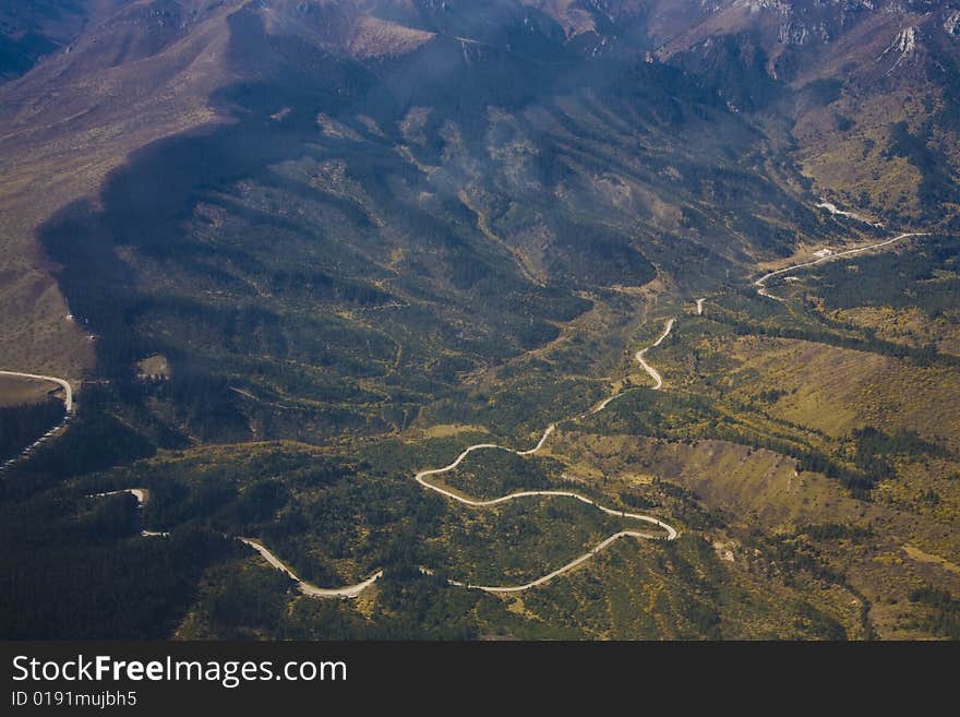 Road in mountains in the southwest of china