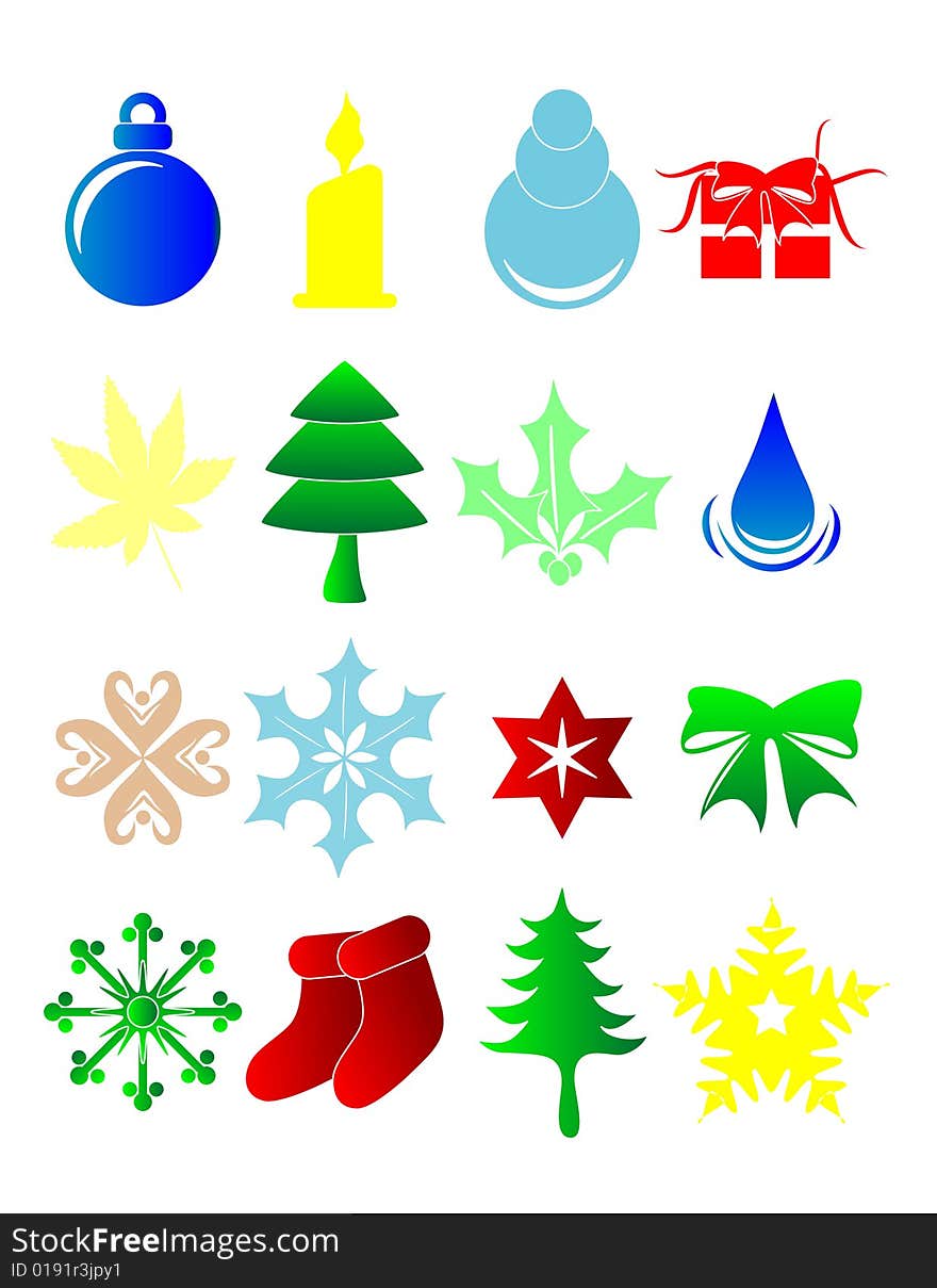 Silhouette illustration of colorful christmas items. Silhouette illustration of colorful christmas items