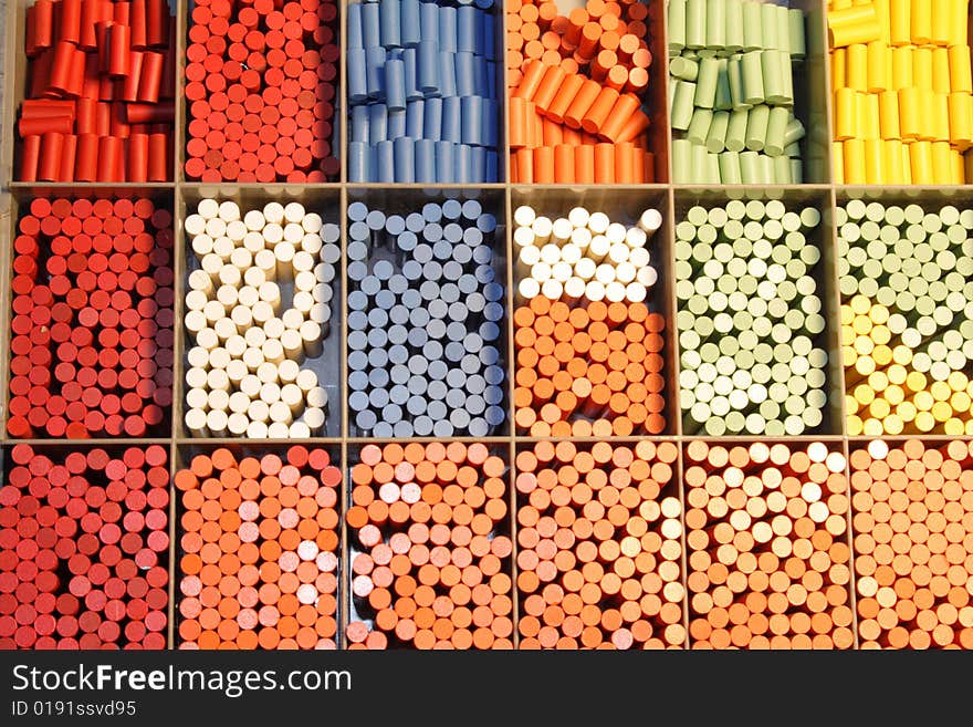 Colorful picture of cylindrical magnets