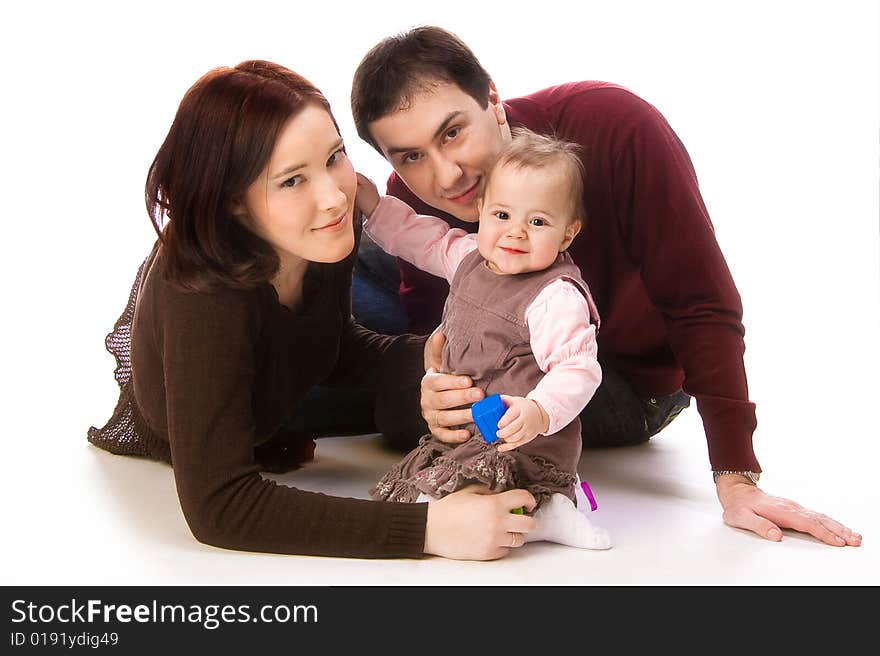 Happy Family of Mother, Father and Daughter