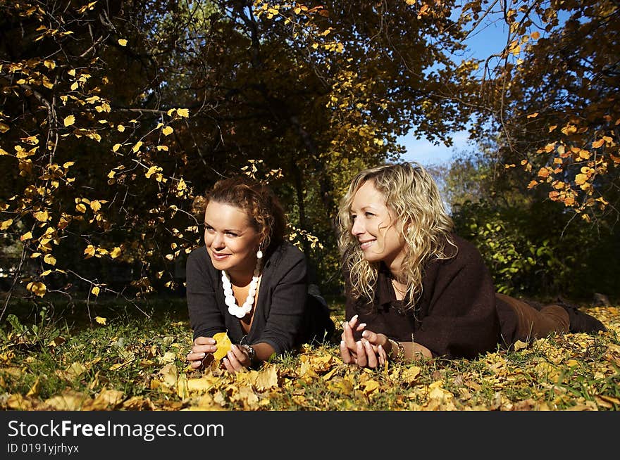 Two Beautiful Girl In Park