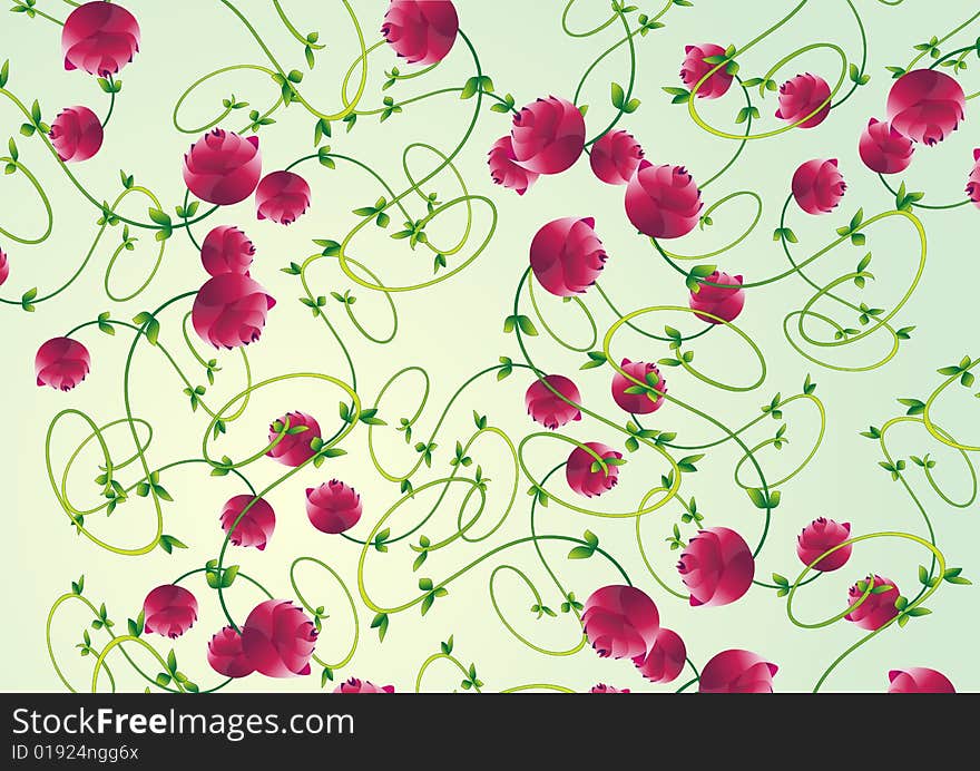 Vector illustration of  rose floral pattern . Retro abstract Background.