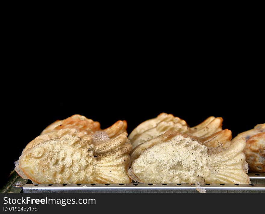 Two Rows of three goldfish pastries