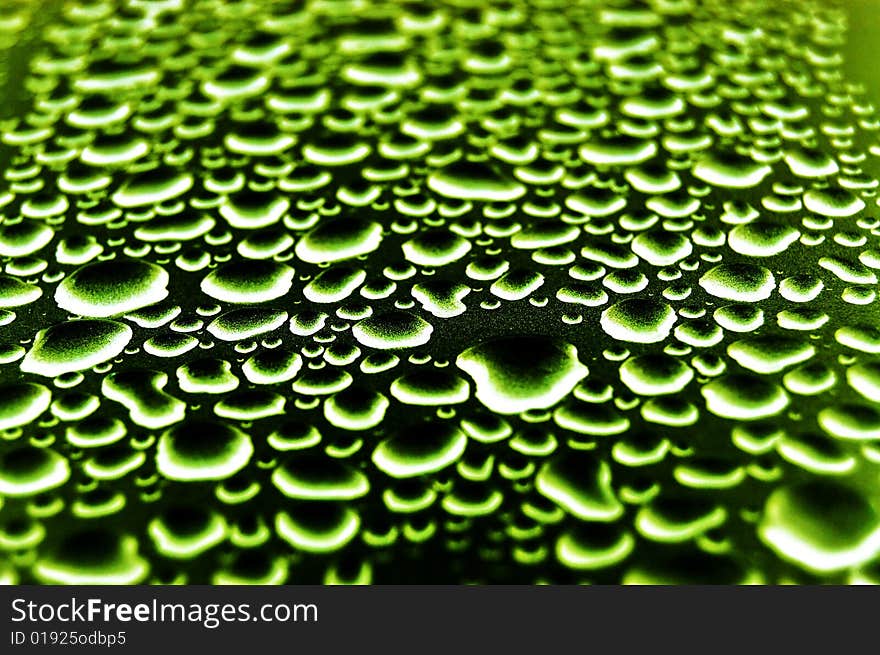 Cluster of green water drops