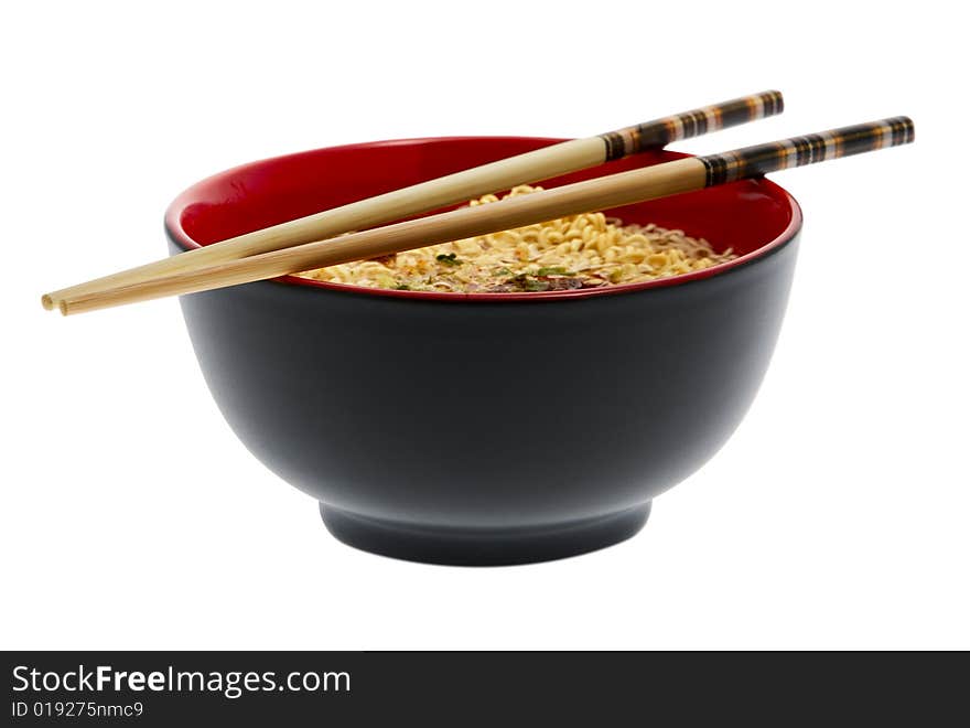 Noodle soup asian with chopsticks