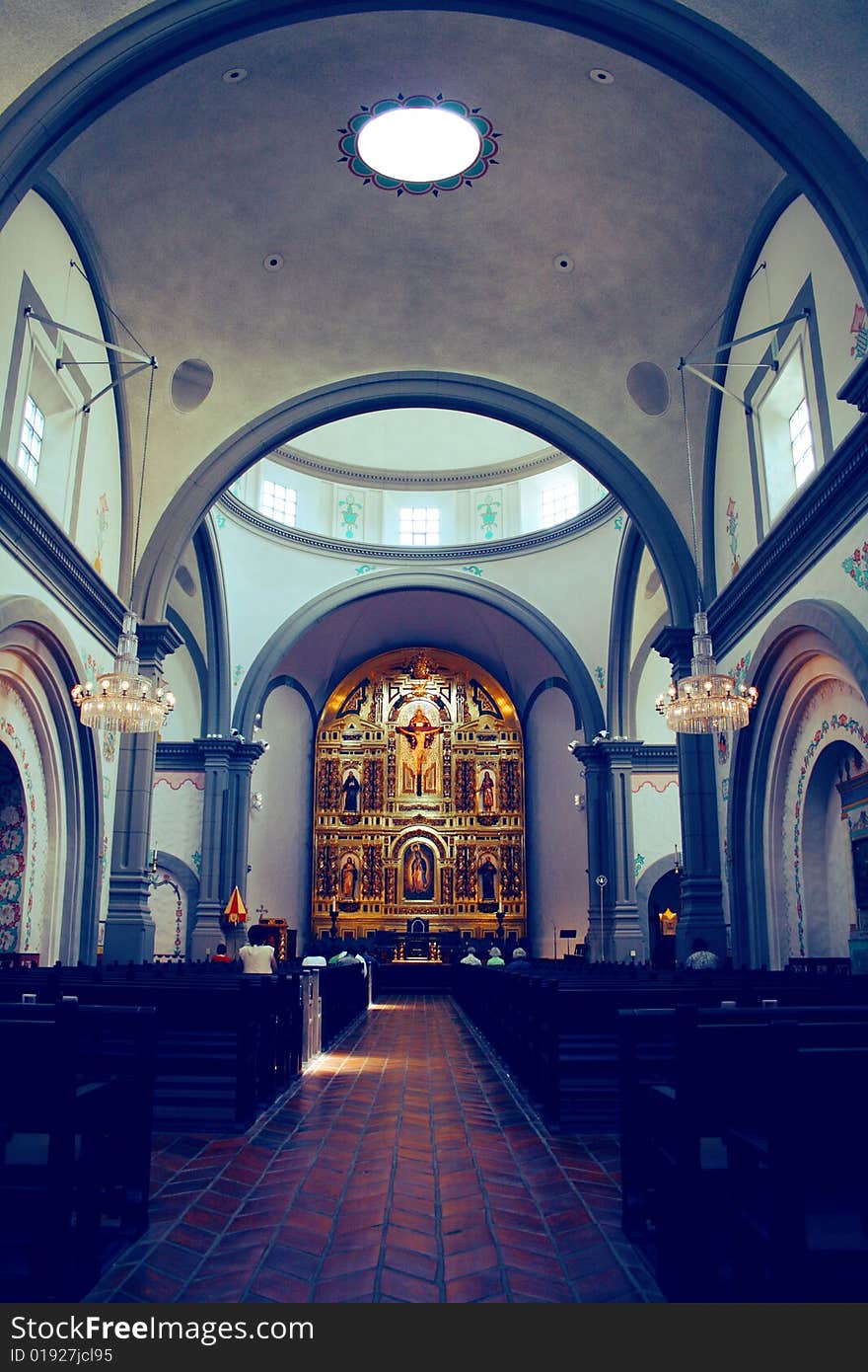 The interior of a Mission in California. The interior of a Mission in California