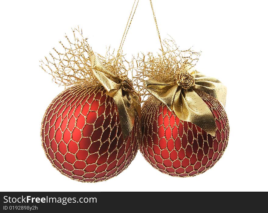 Christmas decoration - two balls isolated on white