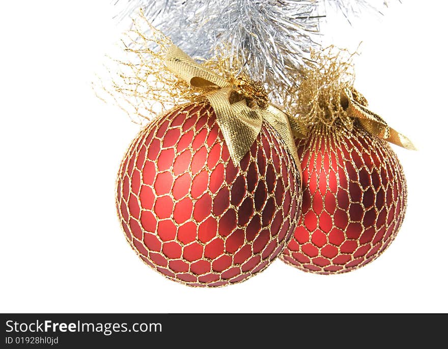 Two red christmas balls