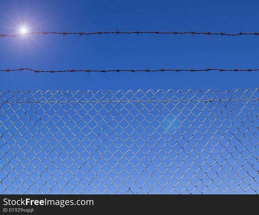 Protect place with iron-barred and barbed wire