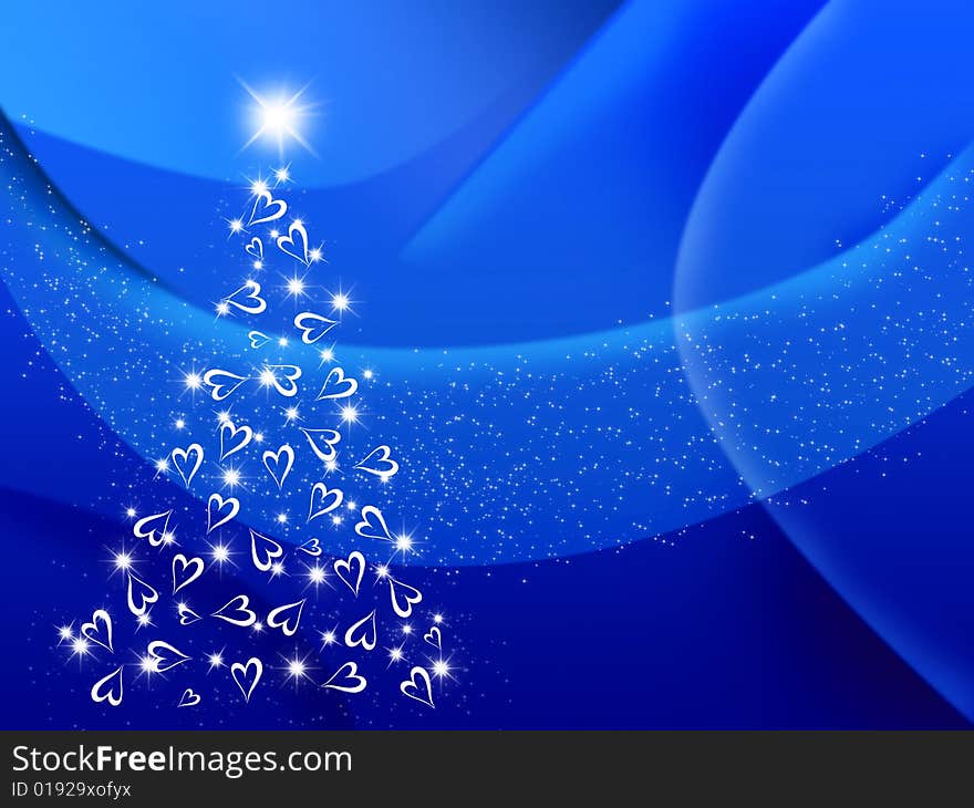 Illustration of christmas tree on blue background. Illustration of christmas tree on blue background