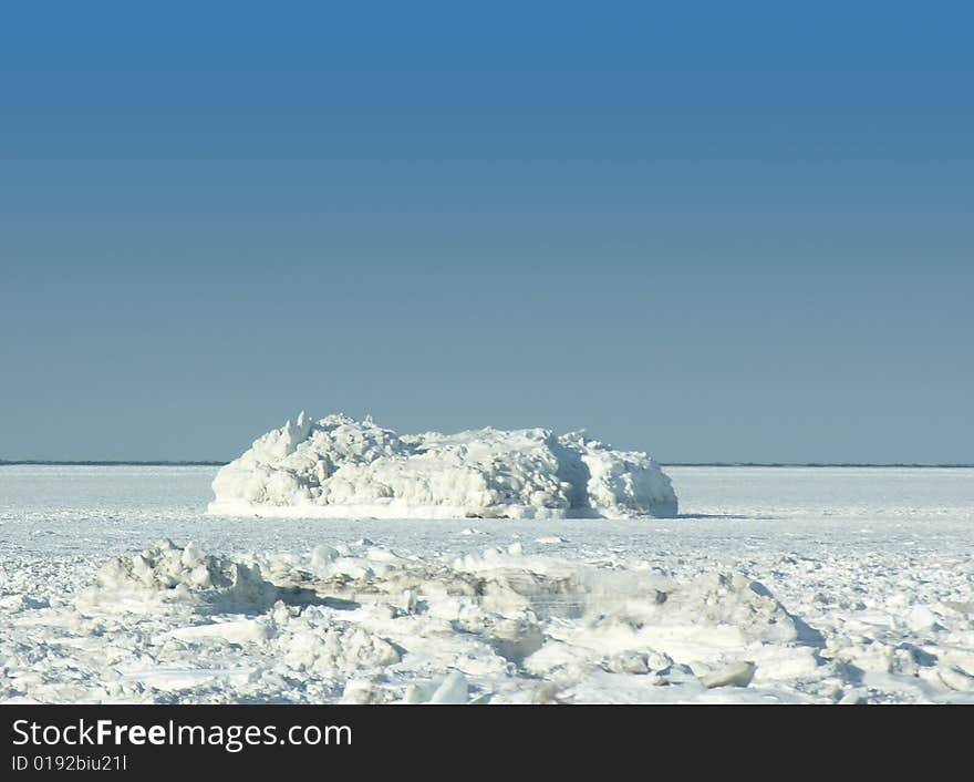 Frozen mass of water