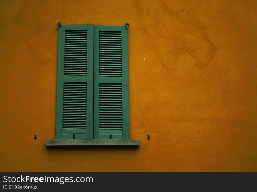 Detail view of some shutters on a mediterranean house.