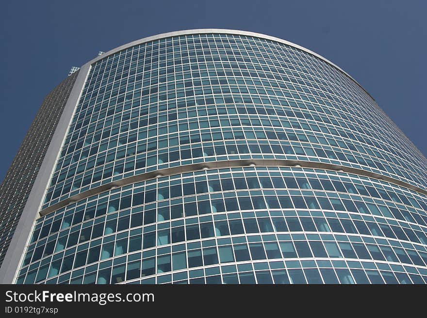 Building completely consisting of glass windows.