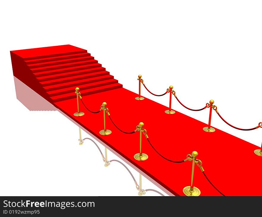 Red carpet isolated in white background