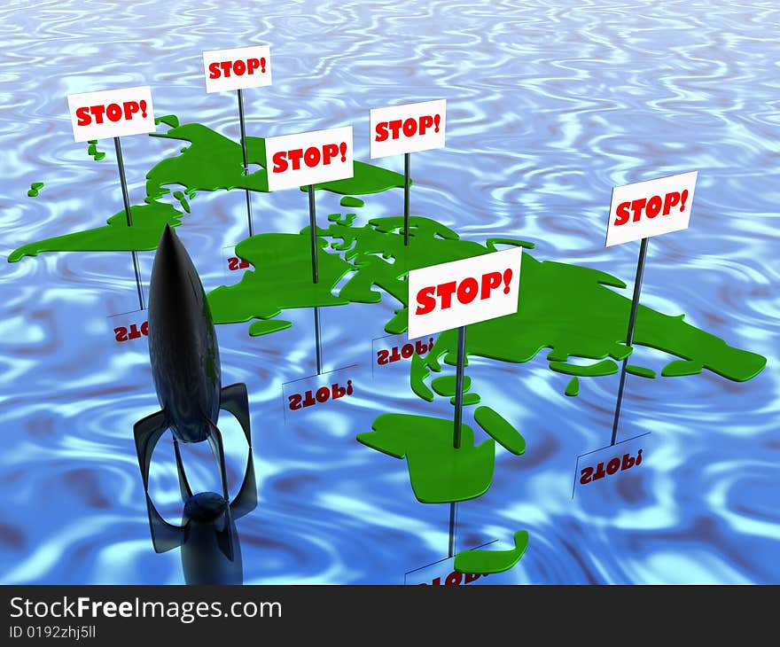 Stop on the war, 3d illustration