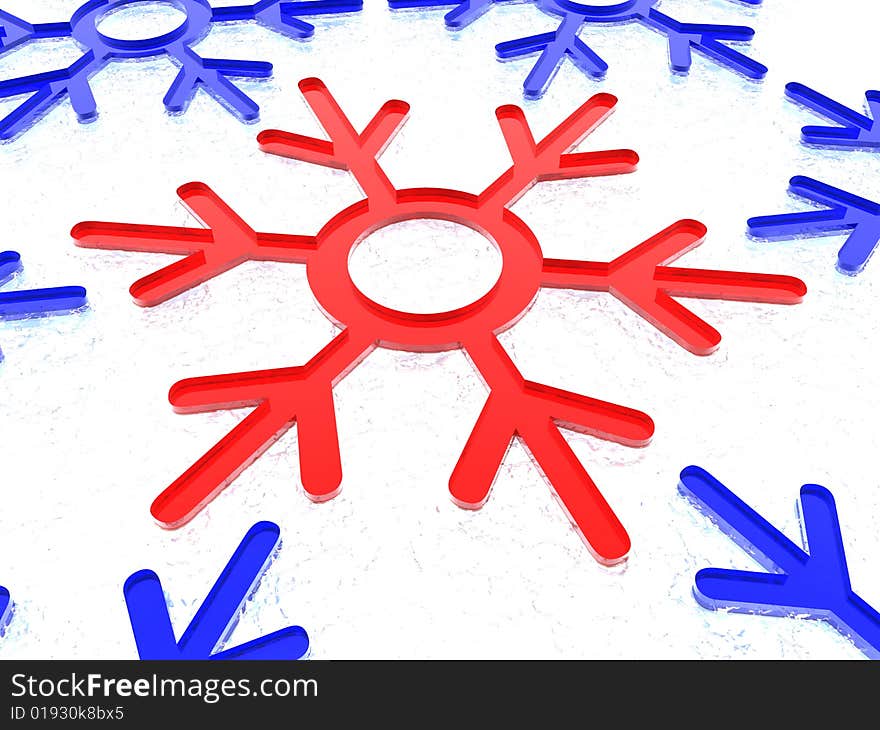 Magic snowflake isolated in white background