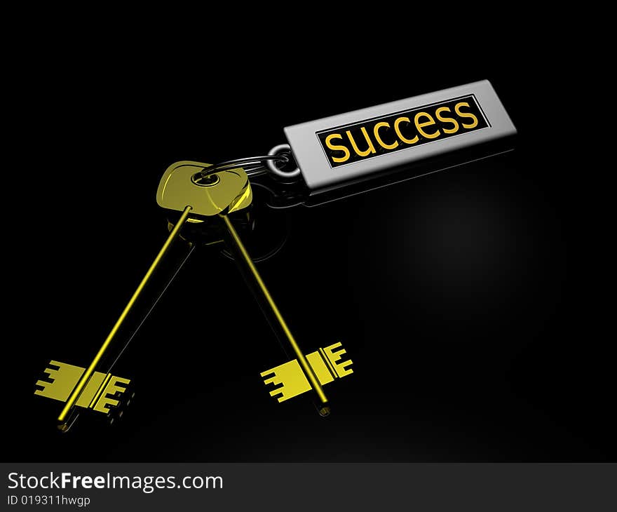 Key to success isolated in black background