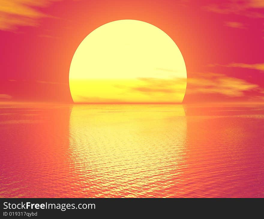 Red Sunset in sky background