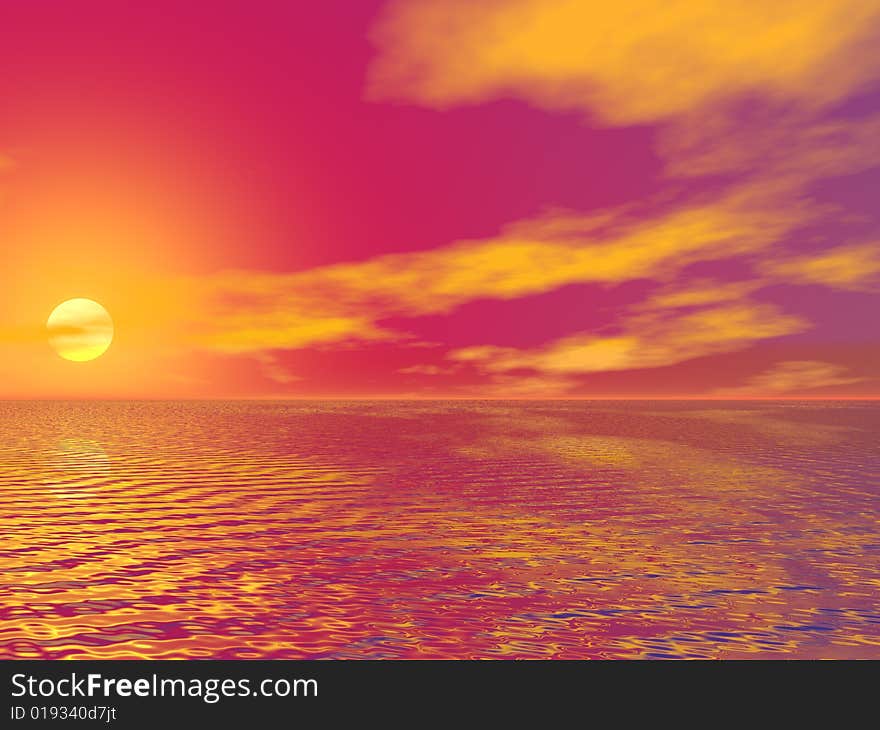 Golden Sunset  in sky background