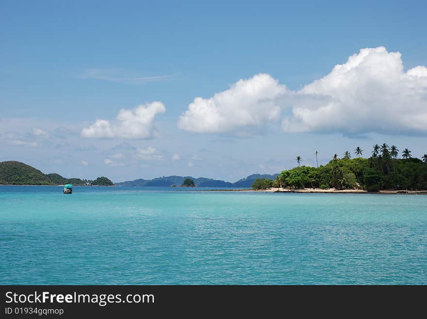 Amazing blue sea with island. Amazing blue sea with island