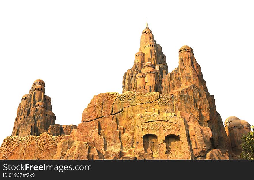 Castle with yellow rock, castle in the park