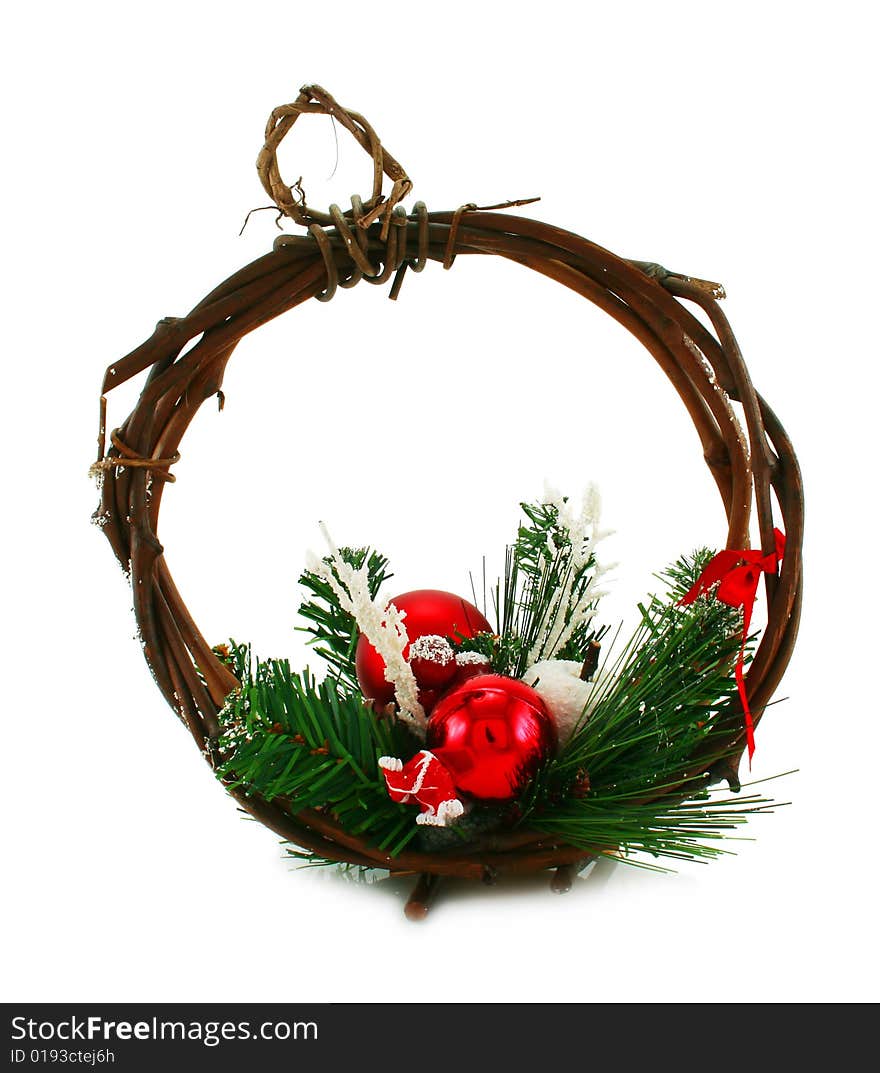 Christmas garland and beads isolated on a white background