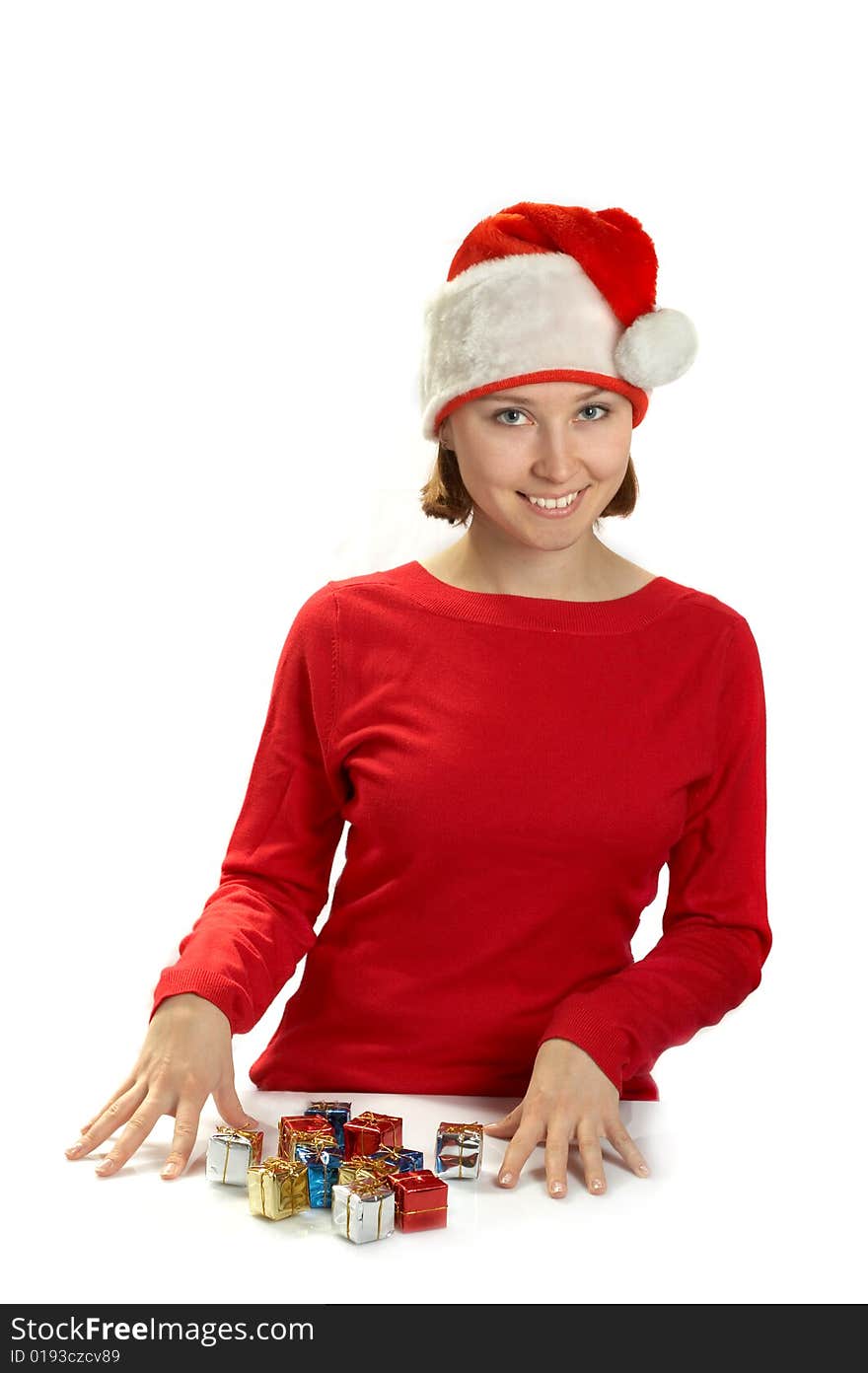 Young Woman In A Santa Cap