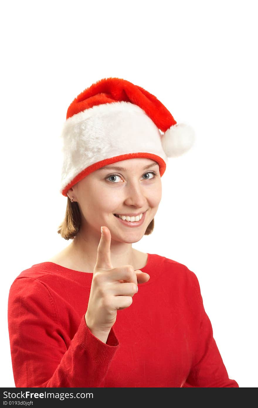 Young Woman In A Santa Cap