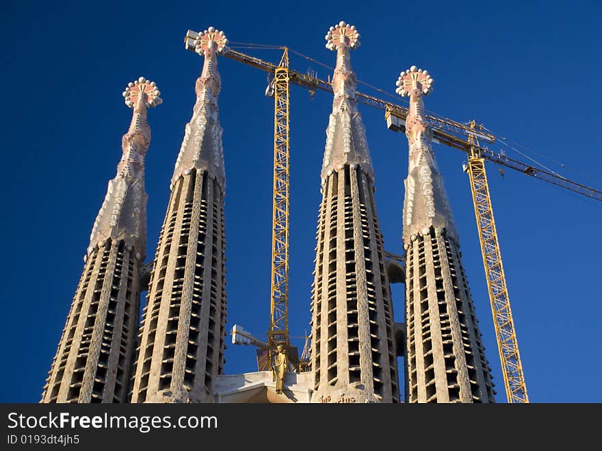 Church under construction, Antonio Gaudi, Barcelona, Spain. Church under construction, Antonio Gaudi, Barcelona, Spain