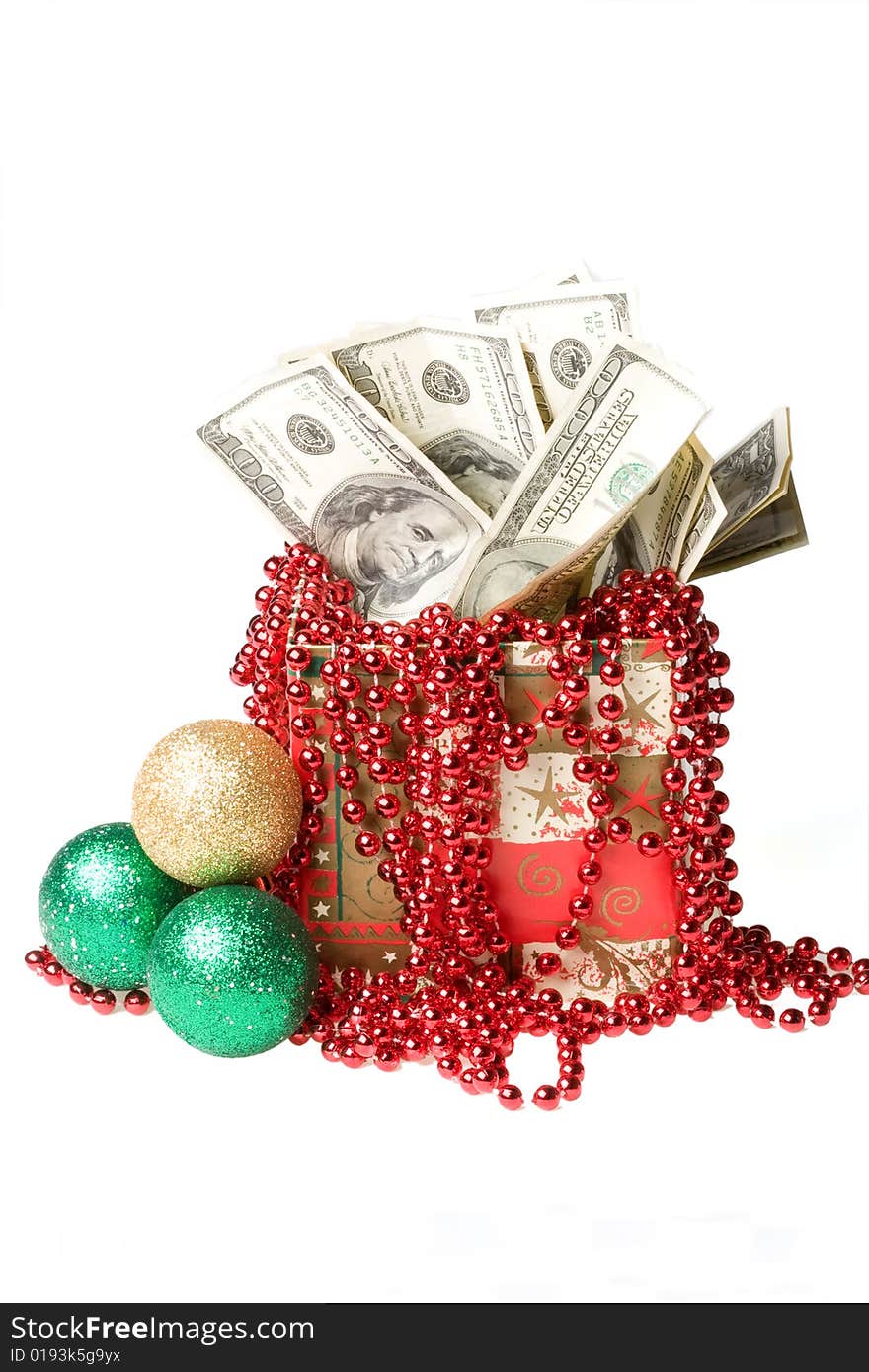 Money in a red gift box