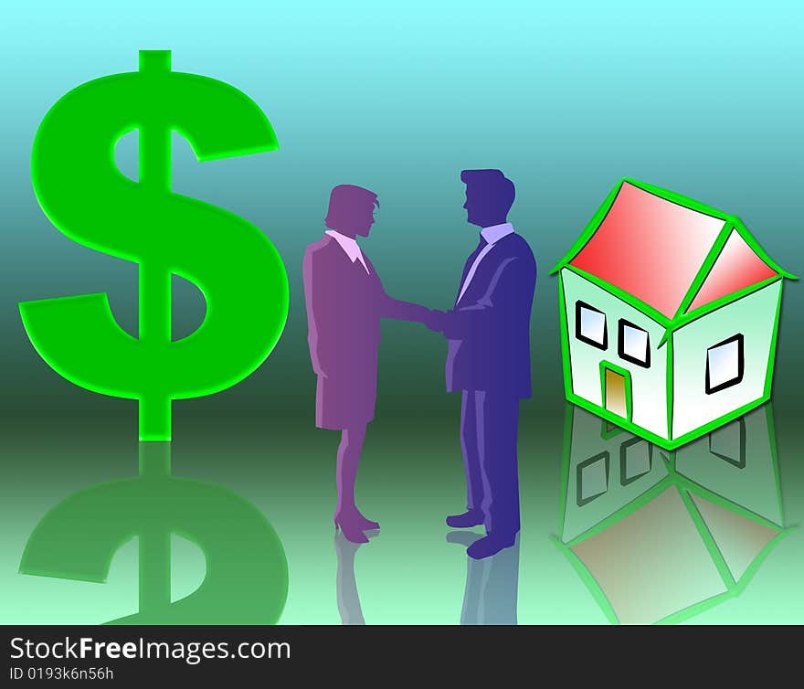 Illustration of the concept of selling real estate. Illustration of the concept of selling real estate