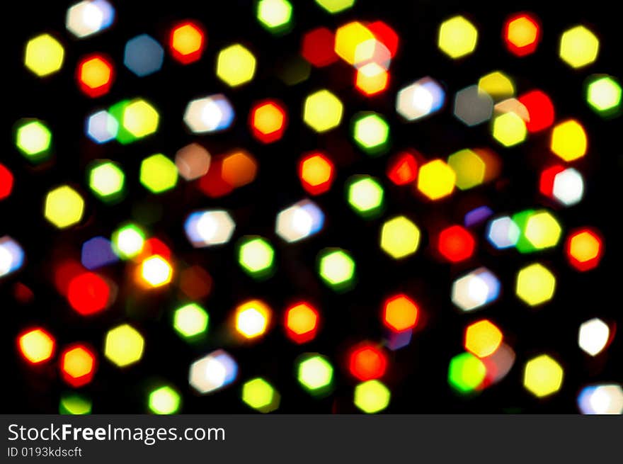 Blurry pattern of colorful decoration lights. Holiday background