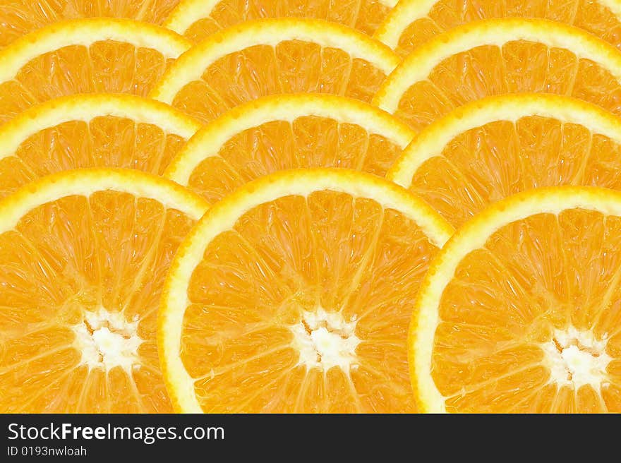 A perfectly round red orange slice isolated on a white background. A perfectly round red orange slice isolated on a white background