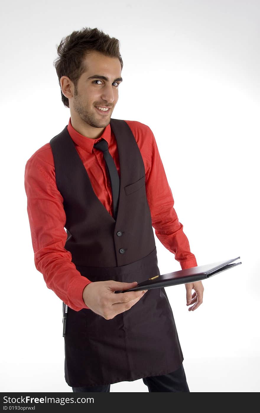 Happy Man Holding Bill Folder