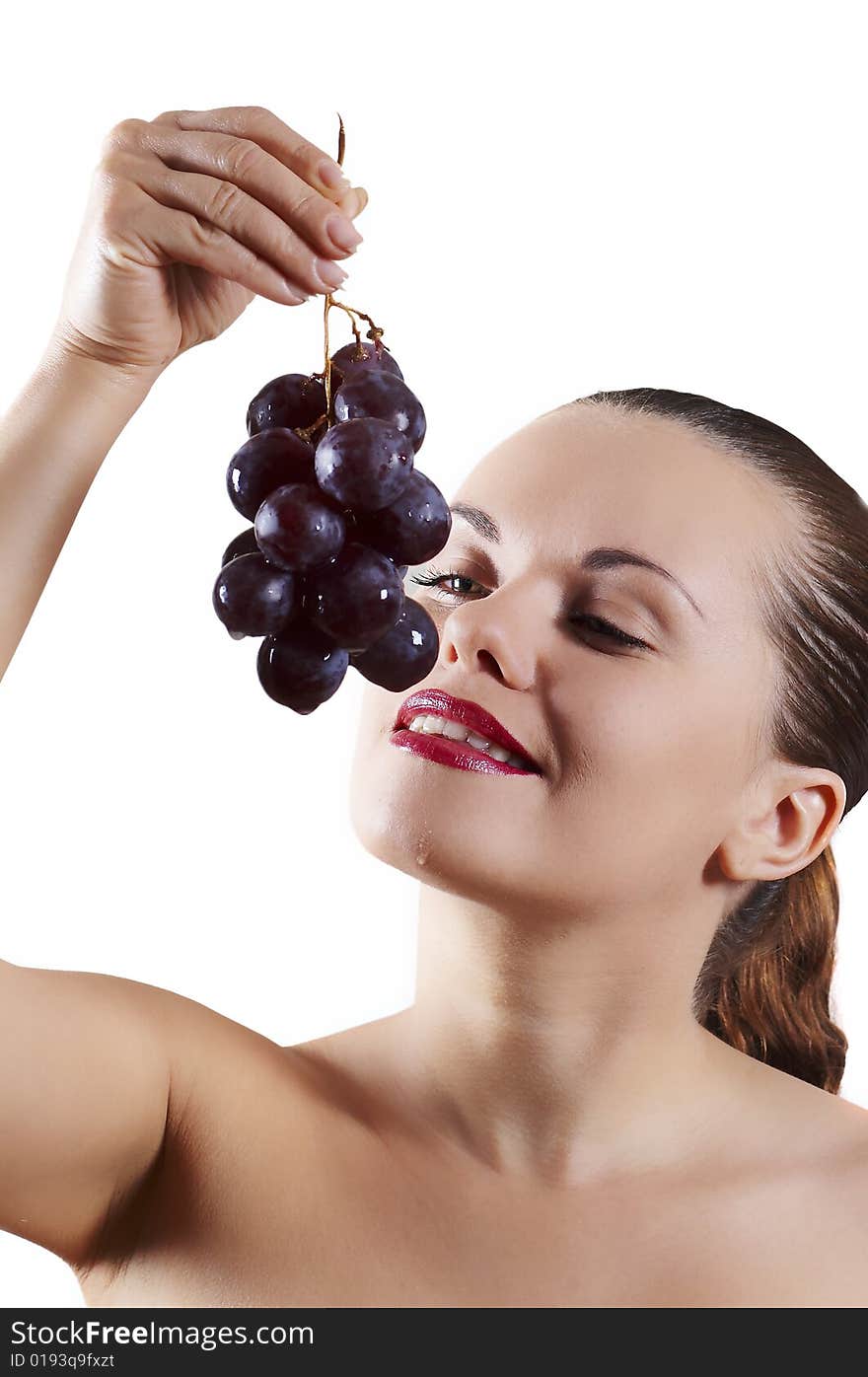 Beautiful girl and grape