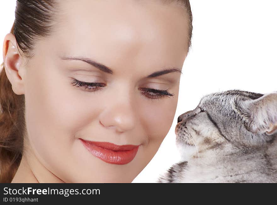 Beautiful girl and cat