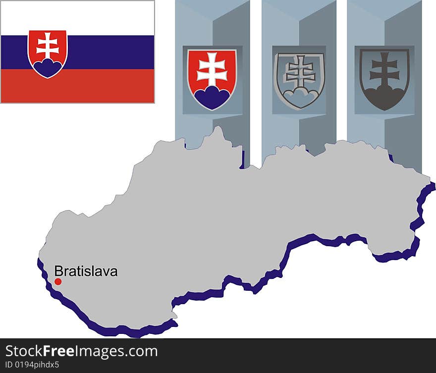 Illustration, drawing, Slovakia, Bratislava, the national emblem, Cross
