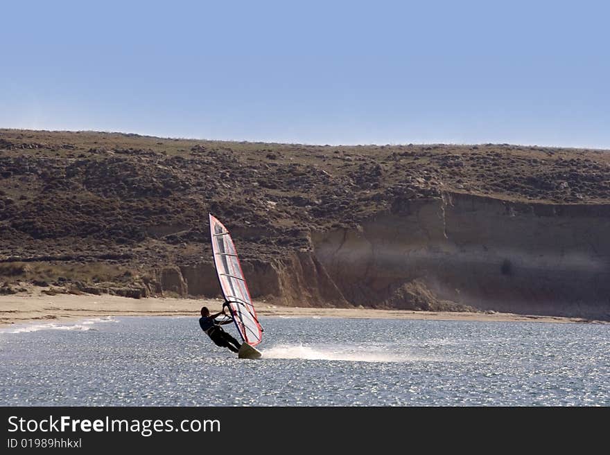 One WINDSURFER IN Turkey-Surf-Gokceada School.